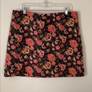 LOFT floral embroidered skirt